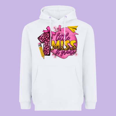 Little Miss 1st Grade Heavyweight Hoodie Designed By Texasbilliewilder