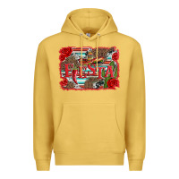 Antique Gold fiesta with sombrero background Premium Hoodie - Artiststas