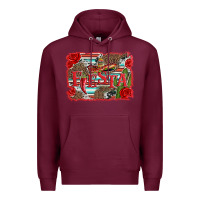 Burgundy fiesta with sombrero background Premium Hoodie - Artiststas