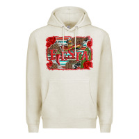 Oatmeal Heather fiesta with sombrero background Premium Hoodie - Artiststas