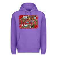 Purple fiesta with sombrero background Premium Hoodie - Artiststas