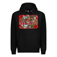 Black fiesta with sombrero background Premium Hoodie - Artiststas