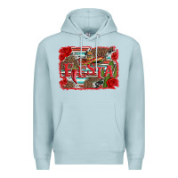 Blue Mist fiesta with sombrero background Premium Hoodie - Artiststas