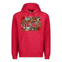 Cardinal fiesta with sombrero background Premium Hoodie - Artiststas