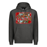 Charcoal Heather fiesta with sombrero background Premium Hoodie - Artiststas