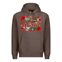 Coffee fiesta with sombrero background Premium Hoodie - Artiststas