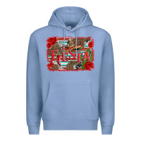 Colony Blue fiesta with sombrero background Premium Hoodie - Artiststas