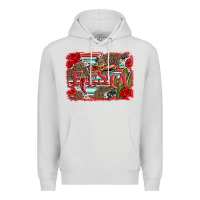 Dove Grey fiesta with sombrero background Premium Hoodie - Artiststas
