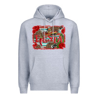 Heather Grey fiesta with sombrero background Premium Hoodie - Artiststas