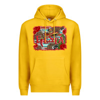 Lemon fiesta with sombrero background Premium Hoodie - Artiststas
