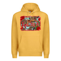 Mustard fiesta with sombrero background Premium Hoodie - Artiststas