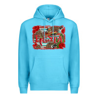 Ocean Blue fiesta with sombrero background Premium Hoodie - Artiststas