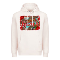 Pale Pink fiesta with sombrero background Premium Hoodie - Artiststas