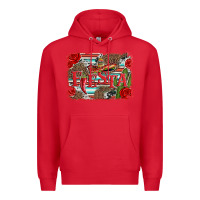 Red fiesta with sombrero background Premium Hoodie - Artiststas