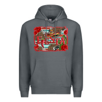 Rock fiesta with sombrero background Premium Hoodie - Artiststas