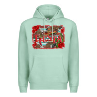 Seafoam fiesta with sombrero background Premium Hoodie - Artiststas