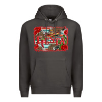 Smoke fiesta with sombrero background Premium Hoodie - Artiststas