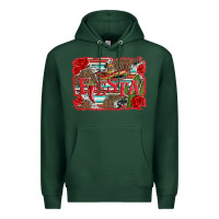 Sports Green fiesta with sombrero background Premium Hoodie - Artiststas