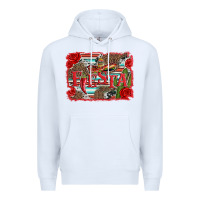 White fiesta with sombrero background Premium Hoodie - Artiststas