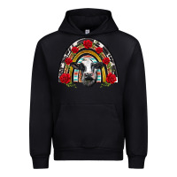 Black black and white baby cow floral rose rainbow Urban Hoodie - BarkalooDesign