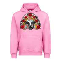Fuchsia Pink black and white baby cow floral rose rainbow Urban Hoodie - BarkalooDesign