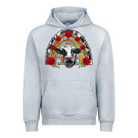 Heather Grey black and white baby cow floral rose rainbow Urban Hoodie - BarkalooDesign