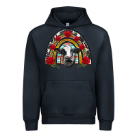 Navy black and white baby cow floral rose rainbow Urban Hoodie - BarkalooDesign