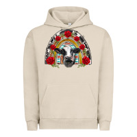 Pigment French Oak black and white baby cow floral rose rainbow Urban Hoodie - BarkalooDesign