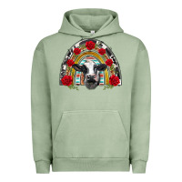 Pigment Oil Green black and white baby cow floral rose rainbow Urban Hoodie - BarkalooDesign