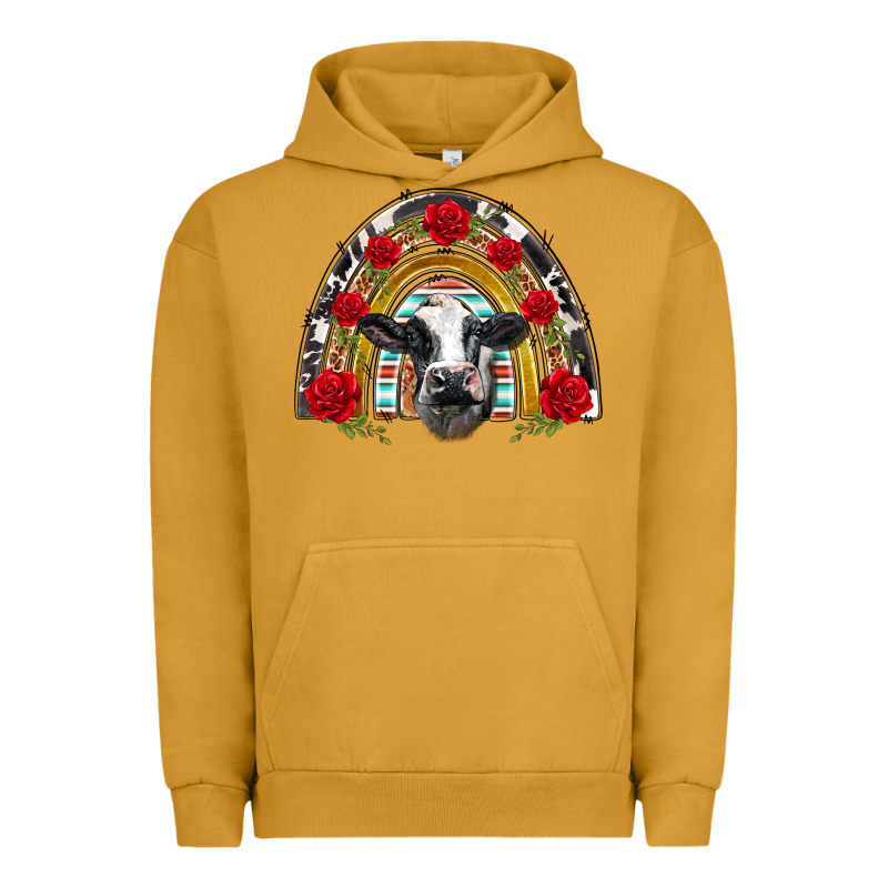 Black And White Baby Cow Floral Rose Rainbow Urban Hoodie by BarkalooDesign | Teevron
