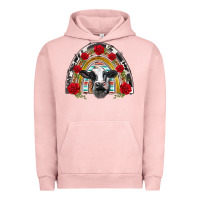 Pigment Salmon black and white baby cow floral rose rainbow Urban Hoodie - BarkalooDesign