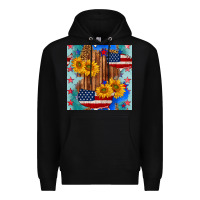 Black usa map with sunflowers and leopard seamless pattern Premium Hoodie - BundleAndBundleShop
