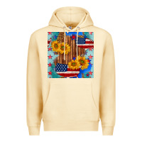 Pina Colada usa map with sunflowers and leopard seamless pattern Premium Hoodie - BundleAndBundleShop