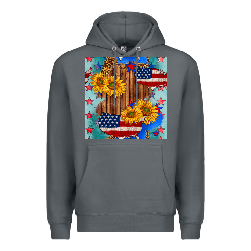 Usa Map With Sunflowers And Leopard Seamless Pattern Premium Hoodie by BundleAndBundleShop | Teevron