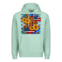 Seafoam usa map with sunflowers and leopard seamless pattern Premium Hoodie - BundleAndBundleShop