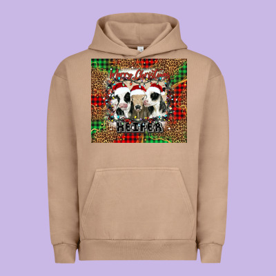 Merry Christmas Heifer Urban Hoodie Designed By Jasminsmagicworld