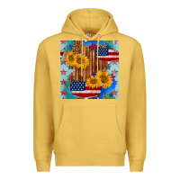 Antique Gold usa map with sunflowers and leopard seamless pattern Premium Hoodie - BundleAndBundleShop