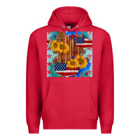 Cardinal usa map with sunflowers and leopard seamless pattern Premium Hoodie - BundleAndBundleShop