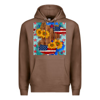 Chestnut usa map with sunflowers and leopard seamless pattern Premium Hoodie - BundleAndBundleShop