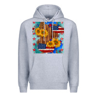 Heather Grey usa map with sunflowers and leopard seamless pattern Premium Hoodie - BundleAndBundleShop