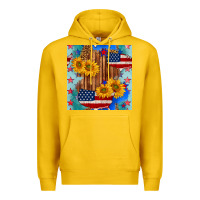 Lemon usa map with sunflowers and leopard seamless pattern Premium Hoodie - BundleAndBundleShop
