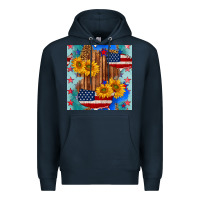 Navy usa map with sunflowers and leopard seamless pattern Premium Hoodie - BundleAndBundleShop