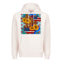 Pale Pink usa map with sunflowers and leopard seamless pattern Premium Hoodie - BundleAndBundleShop