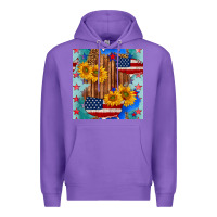 Purple usa map with sunflowers and leopard seamless pattern Premium Hoodie - BundleAndBundleShop