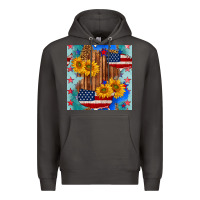 Smoke usa map with sunflowers and leopard seamless pattern Premium Hoodie - BundleAndBundleShop