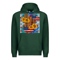 Sports Green usa map with sunflowers and leopard seamless pattern Premium Hoodie - BundleAndBundleShop