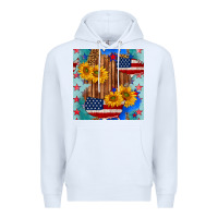 White usa map with sunflowers and leopard seamless pattern Premium Hoodie - BundleAndBundleShop