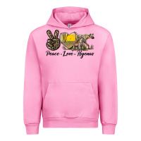 Fuchsia Pink Peace Love Hyenas Urban Hoodie - LillyAllenDesigns
