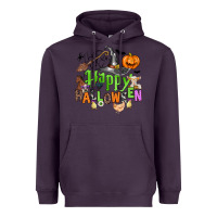 Plum happy halloween farm animals Heavyweight Hoodie - Zillion Design Studio