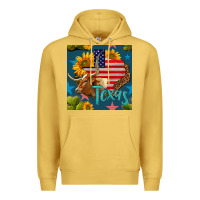 Antique Gold 4th of july texas map with cow seamless pattern Premium Hoodie - BundleAndBundleShop